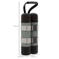 Outsunny Set 4 Pesi per Gazebo Riempibili con Sabbia fino a 12 kg, in Tessuto Oxford 168D, 20x10x43 cm, Nero e Grigio(m-3)