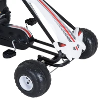 HOMCOM Vélo et véhicule pour enfants kart à pédales siège réglable frein manuel roues AR plastique acier noir blanc(m-9)