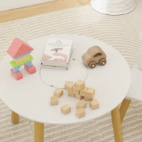 AIYAPLAY Ensemble 1 table ronde, 2 chaises pour enfant 3 pièces, dossier en forme d'ours, activités, bricolage, repas, 3-6 ans(m-11)