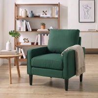 HOMCOM Accent Chair, Removable Pillow Linen Armchair with Comfy Spring Cushion for Living Room, Bedroom, Study, Dark Green(m-9)
