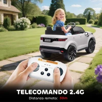 AIYAPLAY Macchina Elettrica per Bambini Licenza Land Rover con Fari LED, Clacson e Telecomando, 105x68.5x58 cm, Bianco(m-6)