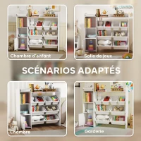 AIYAPLAY Meuble rangement enfant 3 à 8 ans, rangement jouets enfant avec 8 bacs amovibles, étagères de rangement, placard, blanc(m-7)