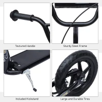 HOMCOM Teen Push Scooter Kids Children Stunt Scooter Bike Bicycle Ride On 12" EVA Tyres (Black)(m-6)