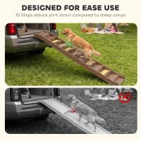 PawHut Dog Car Ramp with Anti-Slip Steps, 10-Steps Pet Stairs for Pets to Access Cars and High Beds, Brown(m-4)