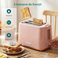 HOMCOM Set fierbător și prăjitor, fierbător rapid 1,7 L 2200 W cu oprire automată și prăjitor pentru 2 felii cu tavă pentru firimituri, Roz(m-5)