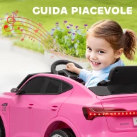 HOMCOM Macchina Elettrica per Bambini 12V con Telecomando, Velocità 3-8km/h, Luci e Musica, Età 3-5 Anni, Rosa(m-6)