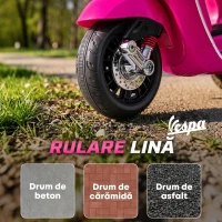 AIYAPLAY Motocicletă electrică pentru copii cu licență Vespa, roți ajutătoare, far și muzică, PP și metal, 107x47x73 cm, Roz(m-7)