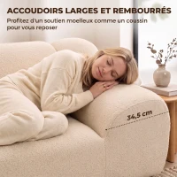HOMCOM Canapé 2 Places en Chenille, Canapé de Salon 174cm, Assise et Accoudoirs Larges Rembourrés, Entièrement Compressé, Beige(m-5)