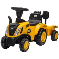 AIYAPLAY Zitgraafmachine met schep, stuur, afneembare aanhanger, licht en muziek, geel, 1-3 jaar(m-10)