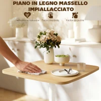HOMCOM Tavolo da Pranzo Piccolo Quadrato 60 cm, Tavolo Cucina con Piano Effetto Legno, Base in Acciaio e Piedini Antiscivolo, Legno Naturale(m-5)