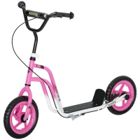 AIYAPLAY Kinderroller mit verstellbarem Lenker, große Räder, Parkständer, Handbremse, für Kinder im Alter von 5-12 Jahren, Rosa(m-11)