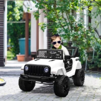 HOMCOM Voiture électrique Enfant Propulsion arrière 12 V 5 Km/h Max. télécommande Incluse Effets Lumineux sonores dim. 100L x 65l x 72H cm Blanc(m-10)