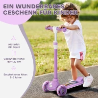 AIYAPLAY Kinderroller, LED-Räder, sanfte Fahrt, anpassbare Höhe, Kunststoff, Stahl, Lila(m-7)