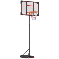 AIYAPLAY Kinder-basketbalring, outdoor basketbalring voor kinderen, in hoogte verstelbaar 210-260 cm, met wielen, vanaf 6 jaar, Rood(m-10)