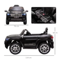 HOMCOM Macchina Elettrica Jeep per Bambini 12V, Guida Manuale e con Telecomando Velocità 0-3km/h, 114x76x58cm, Nero(m-3)