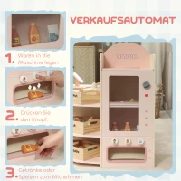 AIYAPLAY Kaufladen für Kinder Kaufladen Supermarkt mit Kasse Scanner Verkaufsautomat Spielzubehör für Kinder ab 3 Jahren Rosa(m-6)