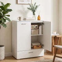 HOMCOM Comodă modernă, dulap de depozitare independent cu sertar și raft reglabil, Alb(m-2)