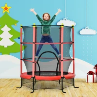 HOMCOM Trampolín para Niños +3 Años con Superficie de Salto Ø110 cm Red de Seguridad y Cubierta Protectora Ø163x163 cm Rojo(m-10)