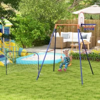 Outsunny Columpio para Niños de 3-8 Años 3 en 1 con Canasta y Portería de Fútbol Desmontable Marco de Acero Multicolor(m-10)