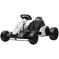 AIYAPLAY 24 V Elektro Go-Kart für Kinder Bis 18 Km/h Gokart mit Drift-Funktion, Drift-Kart mit 2 Motoren verstellbar Sitz Weiß(m-11)