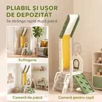 AIYAPLAY Tobogan pentru Copii 1-3 Ani cu Platformă de Cățărare, Coș de Baschet, Spațiu de Depozitare, Crem(m-5)