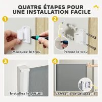 PawHut Barrière de sécurité barrière animaux rétractable automatique 1,15L x 0,83H m teslin métal gris(m-6)