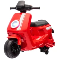 AIYAPLAY 6V Elektrische Kindermotor met Koplamp en Muziek, Voor- en Achteruit, Trainingswielen, 18-36 Maanden, Rood(m-10)