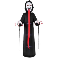 Outsunny Opblaasbaar Halloween-skelet 310 cm met geïntegreerde ledverlichting, griezeldecoratie voor binnen en buiten(m-11)