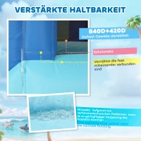 AIYAPLAY 8-in-1 aufblasbar Hüpfburg mit Hai-Design Gebläse Rutsche Planschbecken Trampolin für 3–8 Jahre 405x345x235cm Mehrfarbig(m-5)