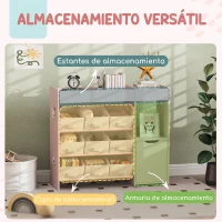 AIYAPLAY Organizador Infantil con Compartimentos 9 Cestas Extraíbles y Láminas de Pegatinas 92x30x80 cm Rosa(m-4)