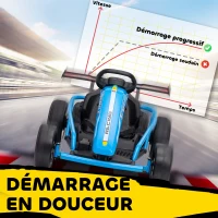 AIYAPLAY Voiture électrique GoKart kart électrique pour enfants 2 x 24 V moteurs mode dérive à 13 km/h 119 x 77 x 54 cm bleu(m-6)