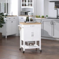 HOMCOM Carrello da Cucina Salvaspazio con Cassetto Armadietto e Ripiano, Mobile Cucina Carrello da Portata con 4 Ruote per Sala da Pranzo, Bianco(m-10)