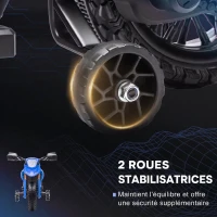 AIYAPLAY Moto cross électrique pour enfants 3-8 ans, batterie 6 V, 2 moteurs, klaxon et roues d'entraînement, charge 30KG, bleu(m-5)