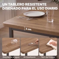 HOMCOM Conjunto Mesa de Comedor Extensible 120-160 cm y 6 Sillas Apilables para 4-6 Personas Marrón Efecto Madera(m-6)