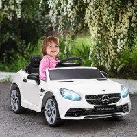 AIYAPLAY Mașină Electrică pentru Copii Licențiată Mercedes SLC 300 cu Telecomandă, din PP și Metal, 107x62.5x44 cm, Albă(m-2)
