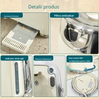 HOMCOM Fierbător 1,7 L 2200 W cu funcție de fierbere rapidă, filtru anticalcar și prăjitor cu 4 fante și 7 trepte de rumenire, alb-crem(m-3)