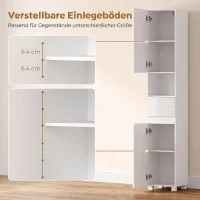 HOMCOM Smalle badkamerkast met verstelbare legplanken, 30 x 30 x 170 cm, wit(m-5)