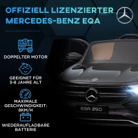 HOMCOM Elektrische kinderauto, gelicenseerde Mercedes-Benz EQA, 3-8 km/u, muziek, koplampen, claxon, afstandsbediening, zwart(m-4)