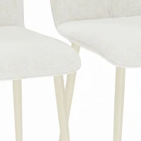 HOMCOM Eetkamerstoelen set van 2, gevoerde keukenstoelen in linnenlook met lichte poten, crème(m-12)
