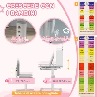 AIYAPLAY Set Scrivania e Sedia per Bambini Regolabili, Banco Scuola con Piano Inclinabile, Cassetto, Scaffale, Grigio(m-5)