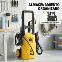 Outsunny Hidrolimpiadora de Alta Presión 1600W 120 Bar con Bomba Boquilla Ajustable y Parada Automática 29,5x22x60 cm Amarillo(m-7)