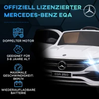 HOMCOM Elektrische kinderauto, gelicenseerde Mercedes-Benz EQA, 3-8 km/u, muziek, koplampen, claxon, afstandsbediening, wit(m-4)