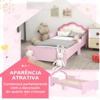 ZONEKIZ Cama para Crianças 70x140 cm com Barreira Antiqueda e Estrado Cama Infantil com Cabeceira em Forma de Nuvem Rosa(m-4)
