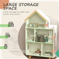 ZONEKIZ Three-Tier Toy Storage Shelf, Kids Bookcase, with Six Cubes, for Playroom, Bedroom - White(m-4)