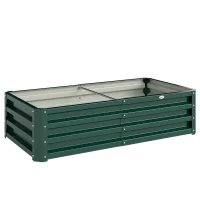 Outsunny Carré potager de jardin rectangulaire tôle d'acier ondulée 120 x 60 x 30 cm vert foncé(m-11)