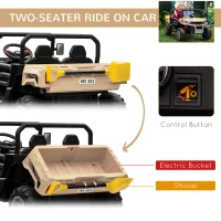 HOMCOM 12V 2 Seater Kids Electric Ride-On Car with Electric Bucket, Remote Control - Yellow(m-4)