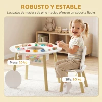AIYAPLAY Mesa Infantil con 2 Sillas con Bolsa de Malla Tema de Nube para Niños y Niñas de 3-6 Años para Guardería Aulas Blanco(m-7)