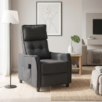 HOMCOM Poltrona Massaggiante e Reclinabile a 160° con Poggiapiedi e Telecomando, 69x93x104 cm, Effetto Lino Grigio Scuro(m-8)