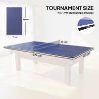 SPORTNOW 9 ft Folding Ping Pong Table Top for Billiard Tables, Table Tennis Conversion Top with Net, Foam Padding, Blue(m-3)