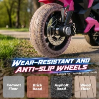 AIYAPLAY Kids Electric Motorcycle Ride-On Toy, 3-Wheel Battery-Operated Motorbike with Horn, Toddler Ride On Bike, Pink(m-6)